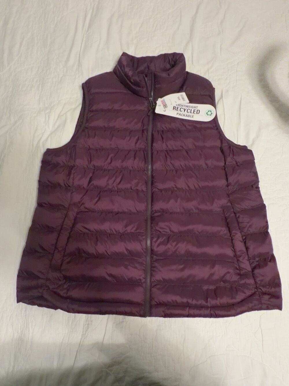 32 Degrees Heat Womens XXL Purple Packable Puffer Vest Lightweight Quilted NWT
